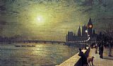 Reflections on the Thames Westminster by John Atkinson Grimshaw